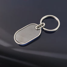 Elegant Black & Silver Oval Metal Keychain (1 Pc)